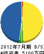 田丸建設 貸借対照表 2012年7月期