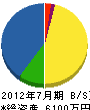 永栄工業 貸借対照表 2012年7月期