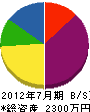彦坂工業 貸借対照表 2012年7月期