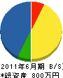 三川建設 貸借対照表 2011年6月期