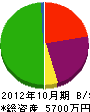 松村幸建設 貸借対照表 2012年10月期