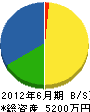 岩崎電工 貸借対照表 2012年6月期