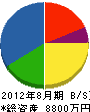 三栄工業 貸借対照表 2012年8月期