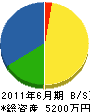 岩崎電工 貸借対照表 2011年6月期