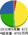 桜橋機工 貸借対照表 2012年9月期