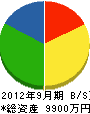 石川設備工業 貸借対照表 2012年9月期