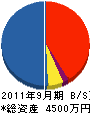熊野設備 貸借対照表 2011年9月期