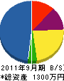 小野電気工業 貸借対照表 2011年9月期