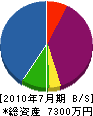 内田工業 貸借対照表 2010年7月期