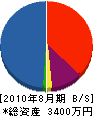 長坂建材 貸借対照表 2010年8月期