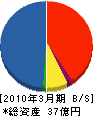 オルガノ東京 貸借対照表 2010年3月期