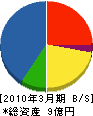 オルガノ北海道 貸借対照表 2010年3月期