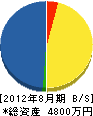 タケダ電気工事 貸借対照表 2012年8月期