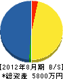 田中電工 貸借対照表 2012年8月期