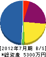 小田設備 貸借対照表 2012年7月期