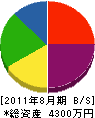 佐藤管理工業 貸借対照表 2011年8月期