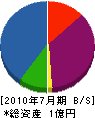 森田工業 貸借対照表 2010年7月期