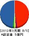 日本綜合防水 貸借対照表 2012年3月期
