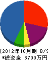トチオン 貸借対照表 2012年10月期