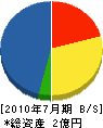 神洋舗道 貸借対照表 2010年7月期