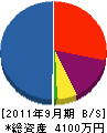 サン塗料工業 貸借対照表 2011年9月期