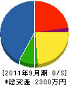 中村工建 貸借対照表 2011年9月期