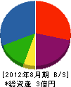 西日本鑿泉 貸借対照表 2012年8月期