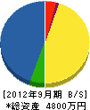 細田設備工業 貸借対照表 2012年9月期
