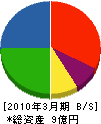 西日本酸素 貸借対照表 2010年3月期