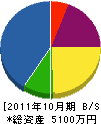 新井設備 貸借対照表 2011年10月期