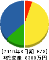 鳥取グリーン 貸借対照表 2010年8月期