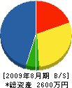 嘉壽野園 貸借対照表 2009年8月期