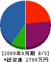 大石電工社 貸借対照表 2009年8月期
