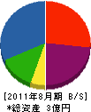 西日本鑿泉 貸借対照表 2011年8月期