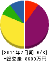 阪神器化学 貸借対照表 2011年7月期