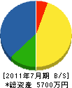 駒沢電業 貸借対照表 2011年7月期