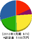 牛田電気商会 貸借対照表 2012年3月期