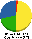 宮崎建設 貸借対照表 2012年8月期