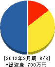 浦沢建設 貸借対照表 2012年9月期