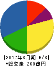 中電プラント 貸借対照表 2012年3月期