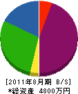 関谷造園土木 貸借対照表 2011年8月期