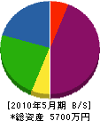冨岡設備工業 貸借対照表 2010年5月期