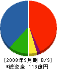 増岡組 貸借対照表 2008年9月期