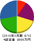 広島水道ガス 貸借対照表 2010年3月期