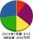 藤田電気水道工事 貸借対照表 2010年7月期