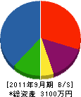 名古谷造園緑化 貸借対照表 2011年9月期