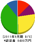 関沼組 貸借対照表 2011年9月期