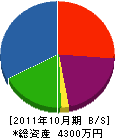 綾部工務店 貸借対照表 2011年10月期