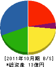 ハダ工芸社 貸借対照表 2011年10月期