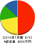 入江硝子店 貸借対照表 2010年7月期